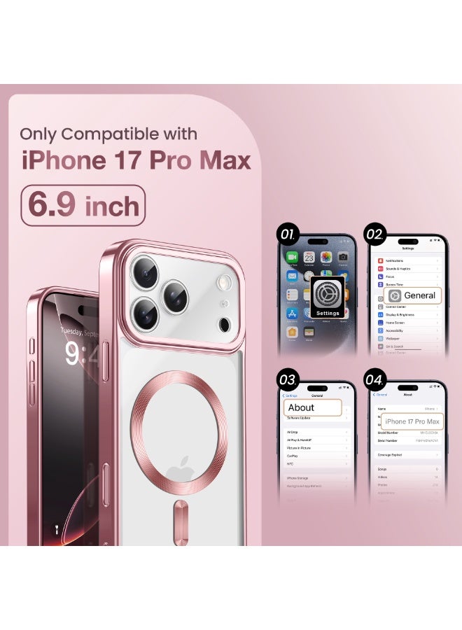 GolbinBox Magnetic for iPhone 17 Pro Max Case with Stand, [Compatible with MagSafe], Camera Control Capture Button, 17FT Military-Grade Protection, Shockproof Slim Phone Case 6.9"(Pink/Clear) - Image 2